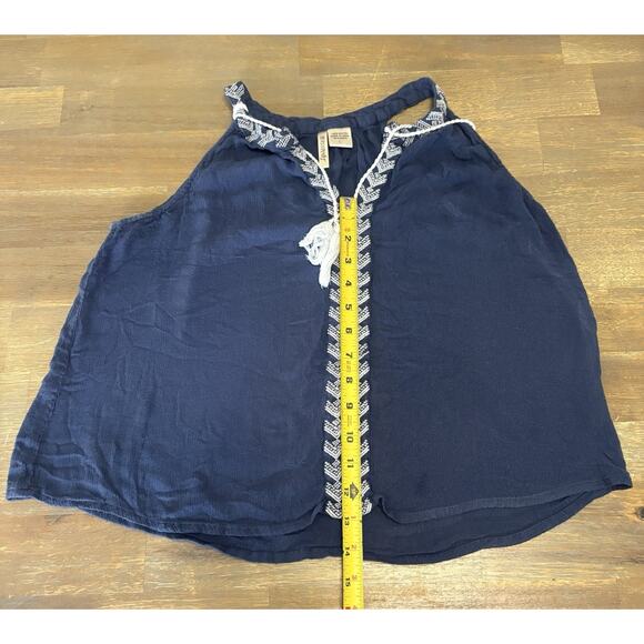 Women's Passport Sleeveless Top Shirt Blouse Size L, Blue/Brown, Boho - Picture 6 of 7